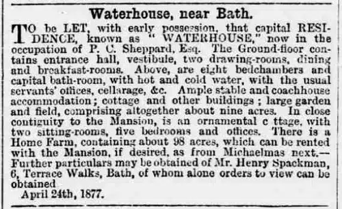 Hayward has Waterhouse, Bath Chronicle and Weekly Gazette - Thursday 26 April 1877