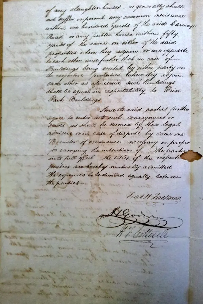 Letter about widening and opening Carriage Drive in 1828 page 2