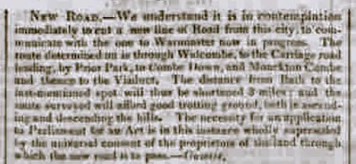 New road, Bath Chronicle and Weekly Gazette - Thursday 4 Dec 1834