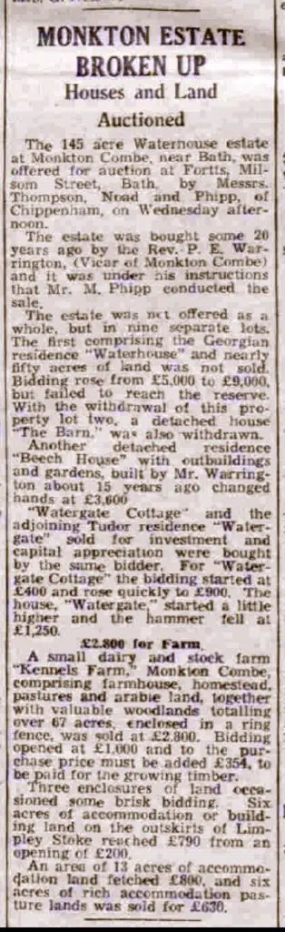 Waterhouse sale, Bath Chronicle and Weekly Gazette - Saturday 31 Aug 1946